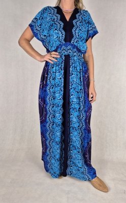 S1 - Suknia maxi boho z printem w stylu koronki i orientalnymi wzorami