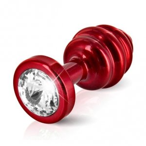 Plug analny zdobiony - Diogol Butt Plug Ribbed Red 30 mm