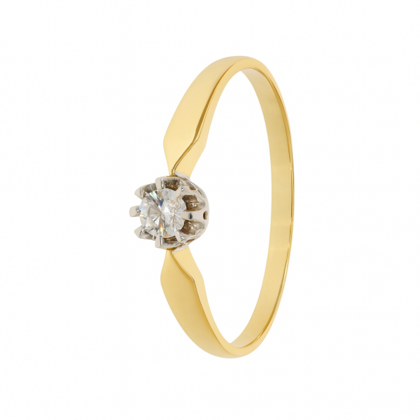 Złoty Pierścionek z Cyrkonią w Oprawie Kwiatowej – Biżuteria Damska Złoto 585