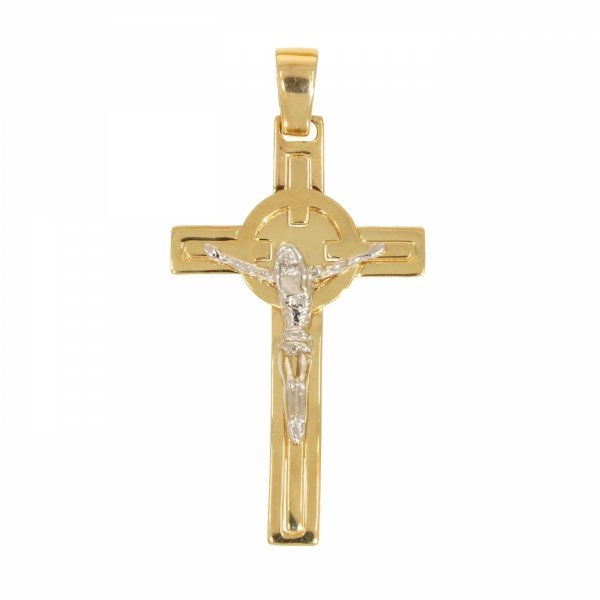 Złoty krzyżyk dwukolorowy z wizerunkiem Jezusa KR.00481 pr.585