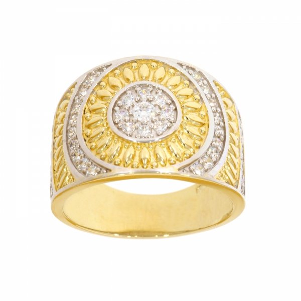  Złoty pierścionek gruby dwukolorowy z cyrkoniami PR.00873 pr.585