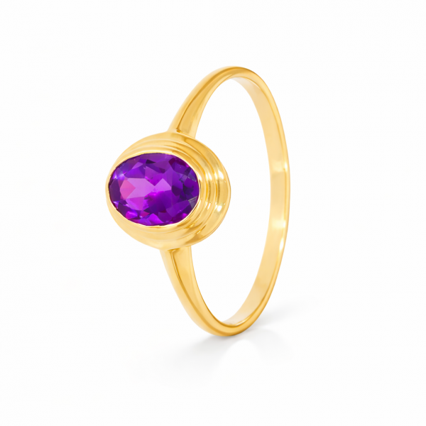 Złoty Pierścionek z Ametystem Naturalnym Złoto 585 PR.01451