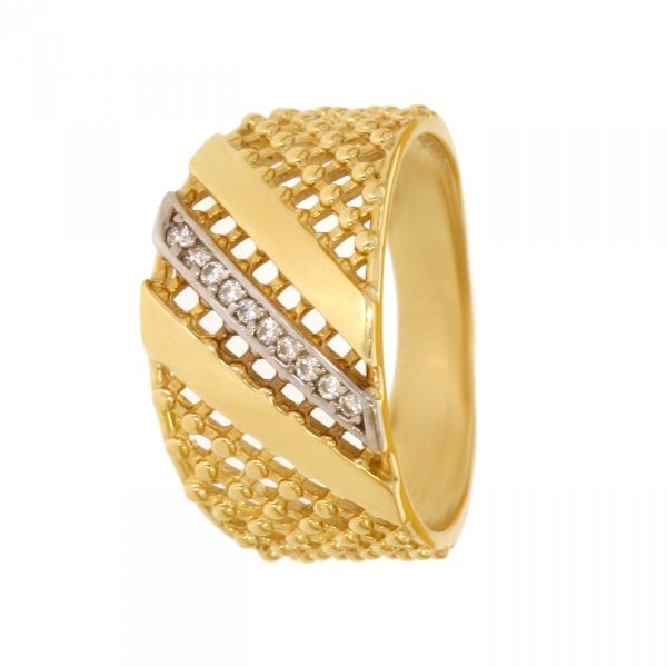 Złoty pierścionek dwukolorowy z cyrkoniami PR.00343 pr.585