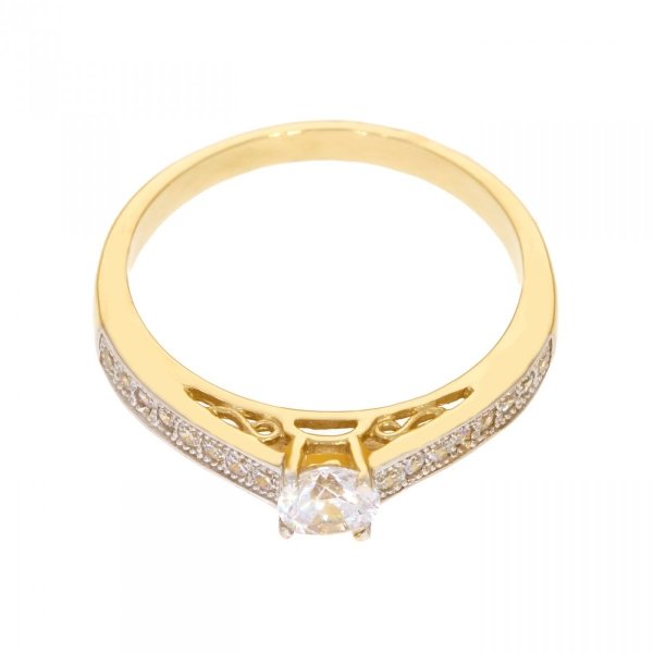 Złoty pierścionek dwukolorowy z cyrkoniami PR.00333 pr.585