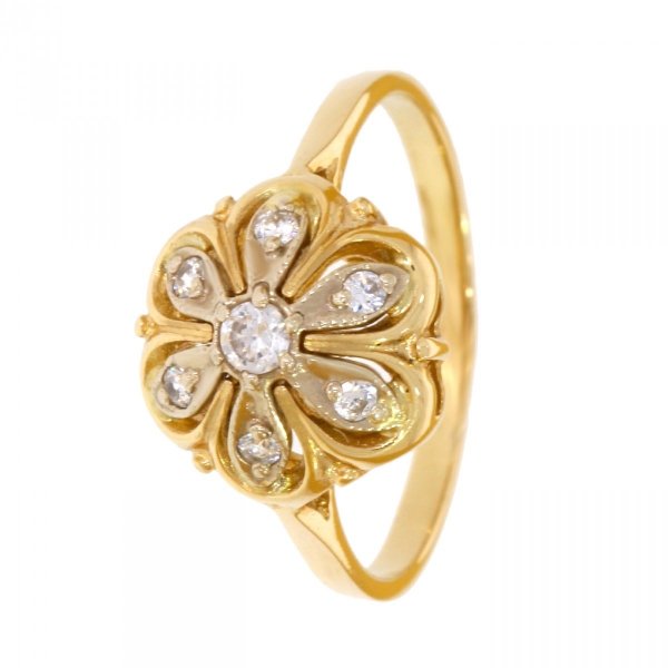 Złoty pierścionek dwukolorowy z kwiatkiem PR.00395 pr.585