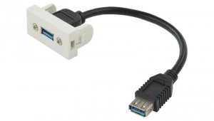 Gniazdo USB 3.0 z przewodem 15cm moduł 1M 22,5x45 biały Mediabox
