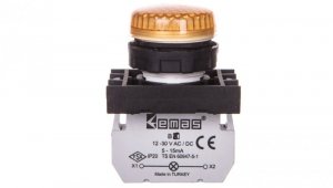 Lampka sygnalizacyjna B z LED, 12-30V AC/DC, żółta T0-B080XS