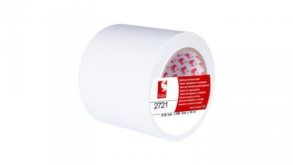 Taśma oznaczeniowa ostrzegawcza 100mm/33m biała 2721 SCAPA