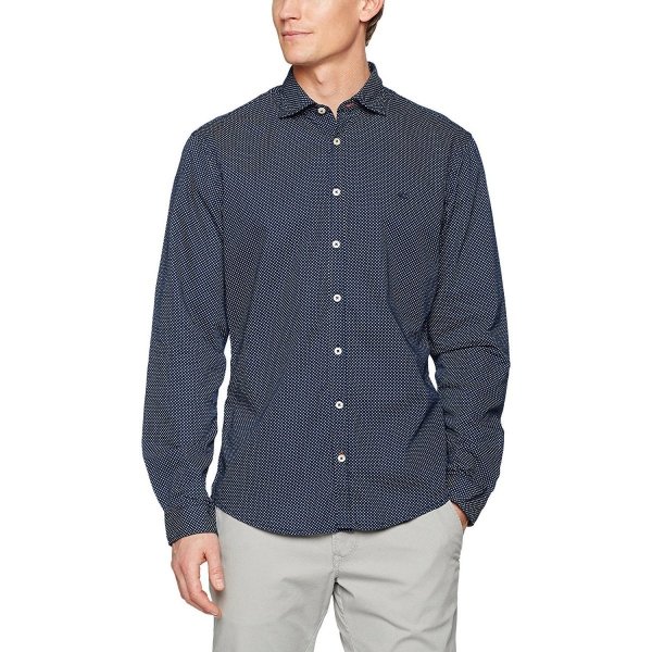Camel Active Slim Fit Baumwolle Herrenhemd In Blau Angepasster Schnitt