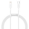 Kabel USB-C do Lightning Baseus Superior Series, 20W, PD, 1m (biały)