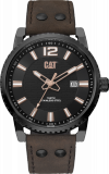 Zegarek stalowy CAT Utility 3H date - skórzany pasek