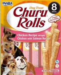 INABA Churu Rolls Kurczak z łososiem  - przysmak dla psa - 8x12g