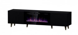 Szafka RTV PAFOS EF z kominkiem elektrycznym 180x42x49 czarny mat