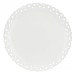 Zdobiony talerz do ciasta Valentino - Biały, 34 cm
