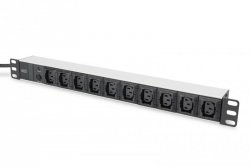 Digitus Listwa zasilająca PDU 19 Rack, 10x gniazdo C13, 2.0m, 1x wtyk C14, 10A, zabezpieczenie przeciążeniowe, profil alum