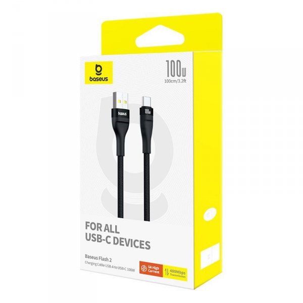 Kabel Baseus Flash 2 USB-USB C 100W 1m (czarny)