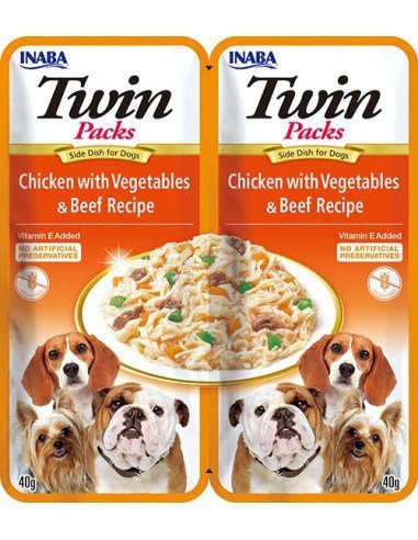 INABA Dog Twin Kurczak Warzywa&Wołowina - Przysmak dla psów -  2x40g