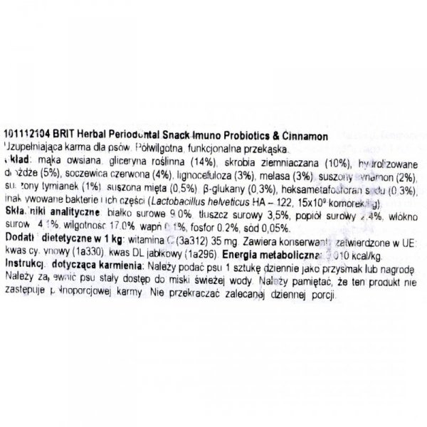 BRIT Dental Stick Immuno Probiotics & Cinnamon - przysmak dla psa - 251 g
