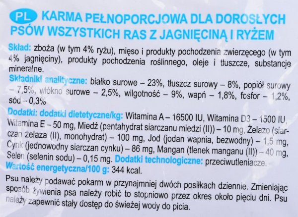 DOLINA NOTECI Rafi z jagnięciną i ryżem - sucha karma dla psa - 10kg
