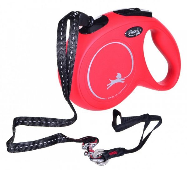 Smycz flexi automatyczna New Classic M linka 8 m - dla psa do 20 kg, kolor czerwony