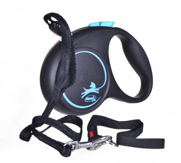 Smycz flexi automatyczna Black Design S taśma 5 m - dla psa do 15 kg, kolor srebrny