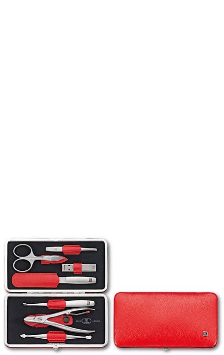 Zestaw podróżny do manicure ZWILLING 97093-002-3 Twinox – czerwone, skórzane etui, 7 elementów