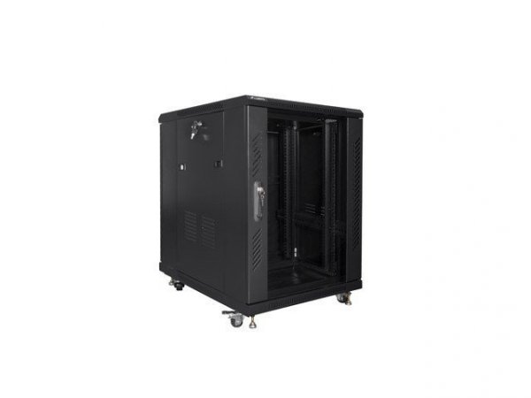Szafa rack Lanberg FF01-6815-12B (15U; 19&#039;&#039;; 848mm / 600mm / 800 mm; stojąca; Szklane; 800 kg; kolor czarny)