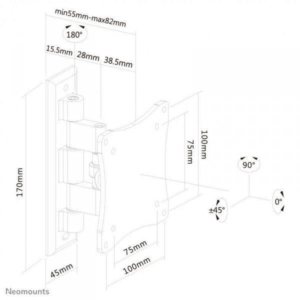 Neomounts FPMA-W810 uchwyt do telewizorów 68,6 cm (27&quot;) Srebrny