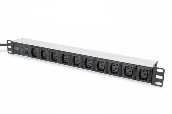 Digitus Listwa zasilająca PDU 19&quot; Rack, 10x gniazdo C13, 2.0m, 1x wtyk C14, 10A, zabezpieczenie przeciążeniowe, profil alum