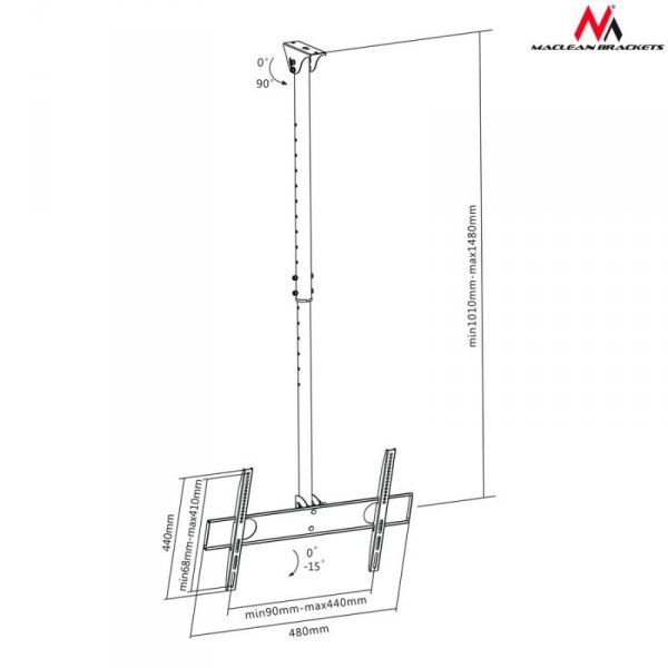 Uchwyt ścienny do telewizora Maclean MC-631 (sufitowy, Uchylny; 32&quot; - 55&quot;; max. 50kg)