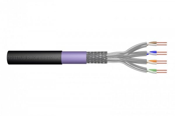 Digitus Kabel instalacyjny zewnętrzny suchy kat.7, S/FTP, AWG 23/1, PE, 100m, czarny, szpula