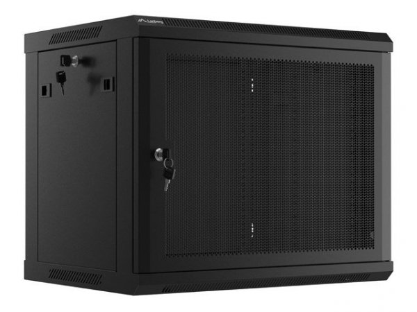 SZAFA INSTALACYJNA RACK WISZĄCA 19&quot; 9U 600X450 CZARNA DRZWI PERFOROWANE LANBERG (FLAT PACK)