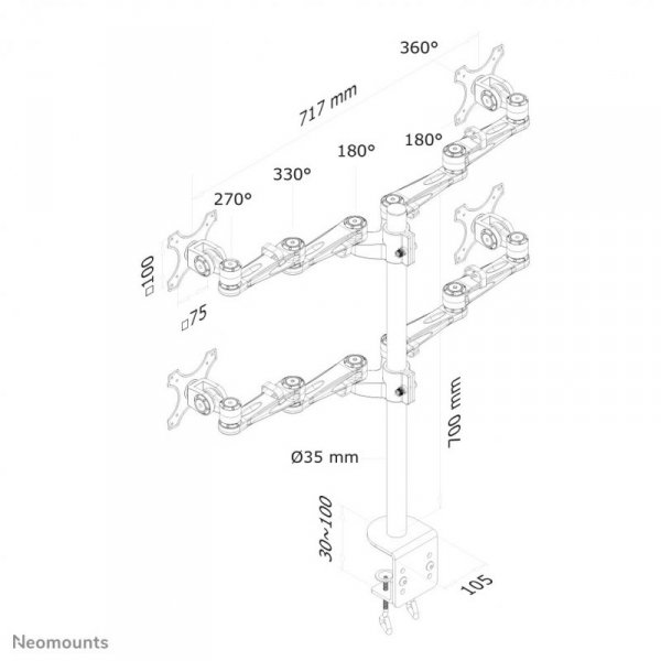 Neomounts FPMA-D935D4 uchwyt / stojak do monitorów 68,6 cm (27&quot;) Biurko Srebrny