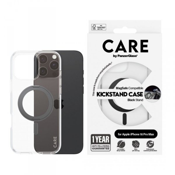 Pokrowiec na telefon komórkowy PanzerGlass CARE by PG BLK Kick/MagS iPhone16P 6.9 Przezroczysty