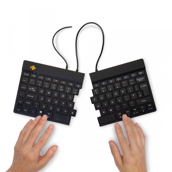 Klawiatura R-Go Split Break ergonomiczna UK-išdestymas juodas