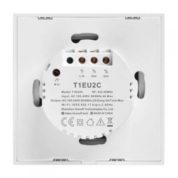 Dotykowy włącznik światła WiFi + RF 433 Sonoff T1 EU TX (2-kanałowy)