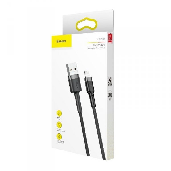 Kabel Lightning USB Baseus Cafule 2,4A 1m (szaro-czarny)