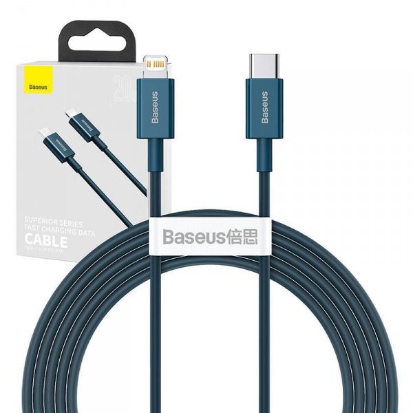 Kabel USB-C do Lightning Baseus Superior Series, 20W, PD, 2m (niebieski)