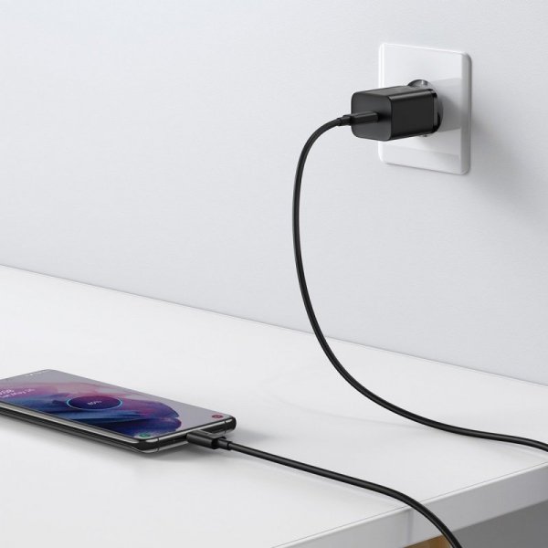 Ładowarka sieciowa Baseus Super Si Quick Charger 1C 25W z przewodem USB-C do USB-C 1m (czarna)
