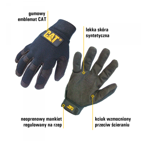 Wytrzymałe i lekkie rękawice robocze CAT rozmiar M  spandex