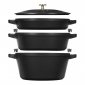 Zestaw 3 naczyń żeliwnych z pokrywką STAUB 40508-386-0 - czarny 24 cm 