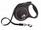 Smycz flexi automatyczna Black Design L taśma 5 m - dla psa do 50 kg, kolor srebrny 