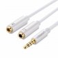 UGREEN AV141 Rozdzielacz audio AUX mini jack 3,5 mm (męski) do słuchawki + mikrofon (żeńskie), 20cm (biały) 