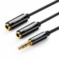 Rozdzielacz audio AUX kabel jack 3,5 mm UGREEN AV123, 25cm (czarny) 