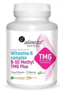 Witamina B Complex B-50 Methyl TMG PLUS 100 kapsułek Vege Aliness 
