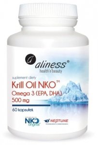 Krill Oil NKO Omega 3 z Astaksantyną, 500 mg 60 kapsułek Aliness