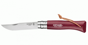 Opinel Nóż Inox Colorama Burgundy z rzemieniem No.08