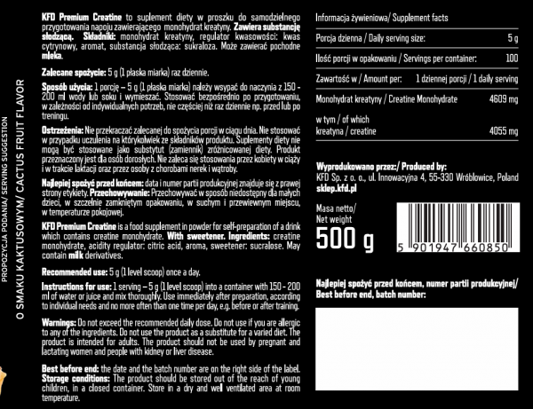 KFD Creatine 500 g Kaktusowy
