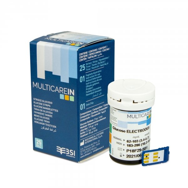 MultiCareIn Glukoza-25 sztuk Paski do pomiaru glukozy we krwi
