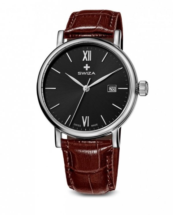 Zegarek damski Swiza Alza Gent, Sst, black, brown WAT.0141.1007